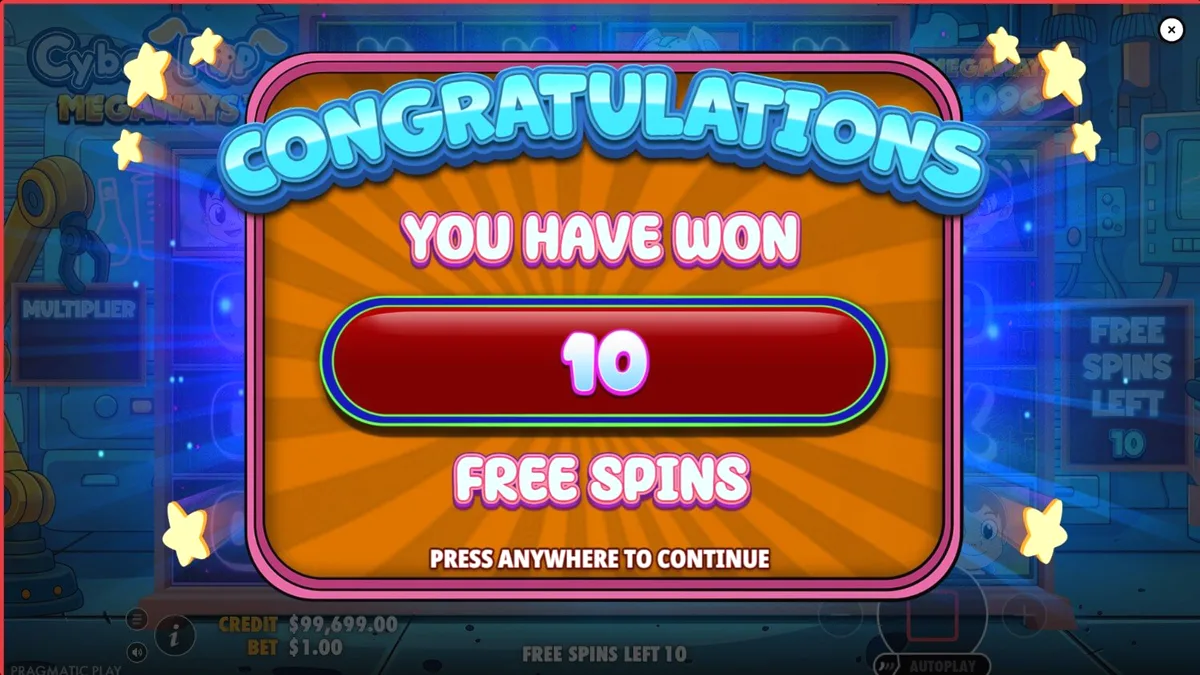 Interface futurista e temática do slot Cyber Pup Megaways